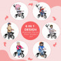6-i-1 Trehjuling / Barnvagn 1-5 år, max 25 kg, Rosa