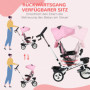 6-i-1 Trehjuling / Barnvagn 1-5 år, max 25 kg, Rosa