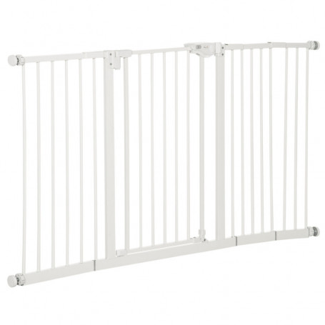 Justerbar Säkerhetsgrind för Husdjur Utan Borrning 136 x 76 cm Meta...