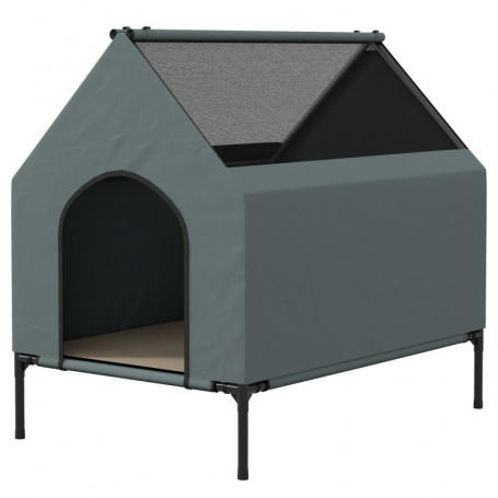 Ute Hundsäng med Avtagbart Överdrag 20 kg, Grå/Svart, 81x 54 x 78 cm