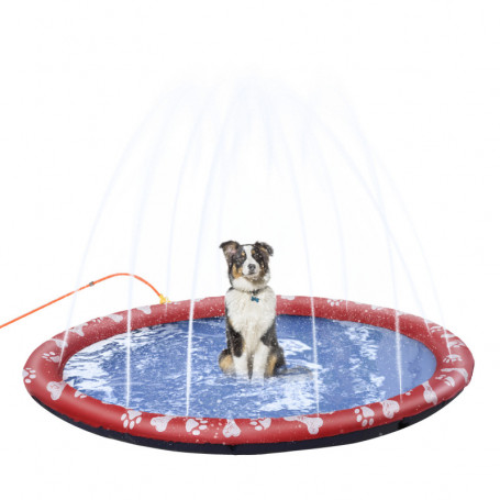 Hundpool med Vattenstrålar, Plast, Ø170 cm, Röd