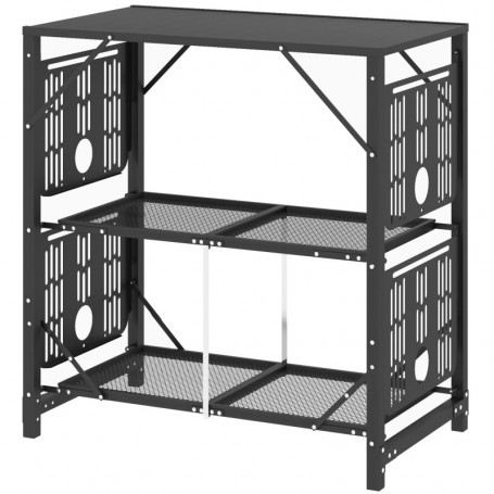 Hopfällbart Campingbord, Metall, Svart 126 x 44 x 80 Svart