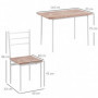 Matgrupp 4 Stolar och Bord, Modern design, Brun Trä / Vit Metall 110 x 70 x 75 cm