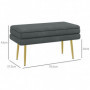 Sittbänk / Sängbänk med Förvaringsutrymme 80 x 37 x 43 cm Mörkgrå / Guld