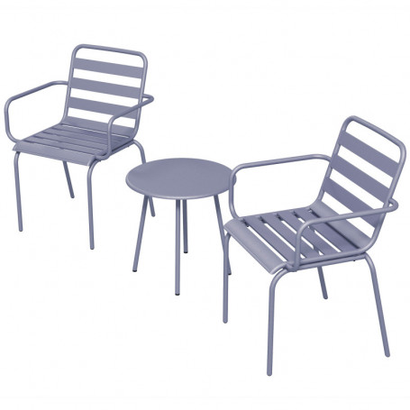 Caféset Bord och 2 Stolar Fällbart Ljusgrå