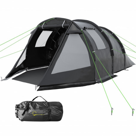 Campingtält 2 rum till 3-4 personer 475 x 264 cm Svart