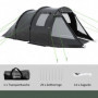 Campingtält 2 rum till 3-4 personer 475 x 264 cm Svart