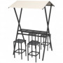 Utegrupp Barbord 4 Barstolar med Tak Svart