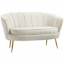 Soffa 2-sits Vintage Blomma Offwhite med Guld Ben