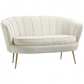 Soffa 2-sits Vintage Blomma Offwhite med Guld Ben