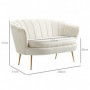 Soffa 2-sits Vintage Blomma Offwhite med Guld Ben