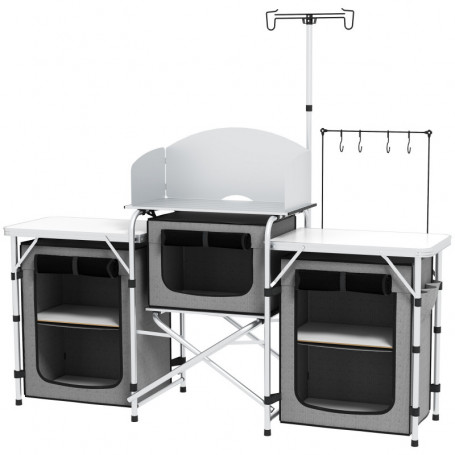 Campingkök Hopfällbar Aluminiumram 172 x 48 x 119 cm Grå Silver