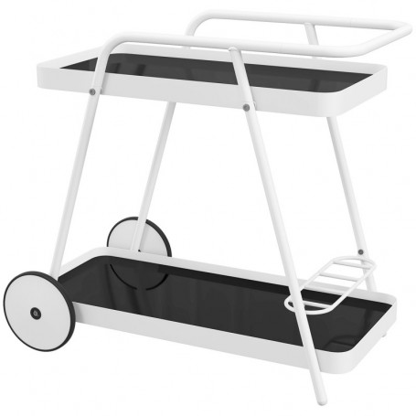 Serveringsvagn för Utomhus 86,5 x 51 x 78 cm Svart/Vit