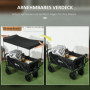 Hopfällbar Picknickvagn med Tak, 110 L, 97x 52 x 105 cm Svart