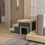 Hund- & katttrappa 3 steg med koja 79×38,5×45 cm grå furu & MDF