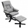 Relax Fåtölj med Pall 360° Vridbar, Vintage Grå Läder