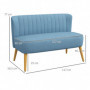 Soffa 2-stis Retrodesign Blå, Träben 117 x 56,5 x 77 cm
