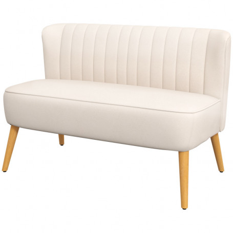 Soffa Retrodesign 2-sits Krämvit, Träben 117 x 56,5 x 77 cm