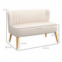 Soffa Retrodesign 2-sits Krämvit, Träben 117 x 56,5 x 77 cm