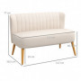 Soffa Retrodesign 2-sits Krämvit, Träben 117 x 56,5 x 77 cm