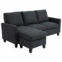 Schäslongsoffa 3-sits Vändbar Mörkgrå 197 x 139 x 91 cm