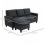 Schäslongsoffa 3-sits Vändbar Mörkgrå 197 x 139 x 91 cm