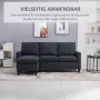 Schäslongsoffa 3-sits Vändbar Mörkgrå 197 x 139 x 91 cm