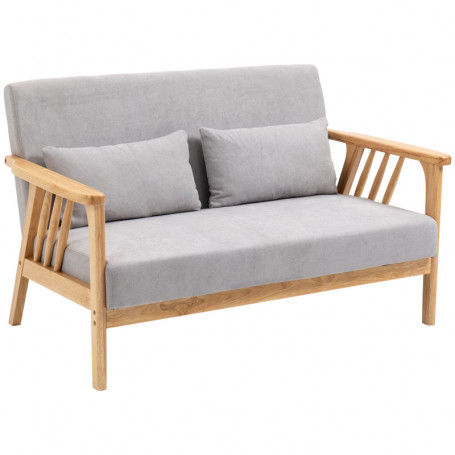 2-sits Soffa med 2 Kuddar 130 x 75 x 78 cm Grå - Natur