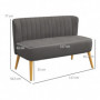 Soffa Retrodesign 2-sits Mörkgrå Sammet, Träben 117 x 56,5 x 77 cm