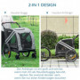 Cykelvagn för Hundar 2-in-1, 20 kg, Grå