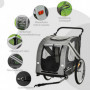 Cykelvagn för Hundar 2-in-1, 20 kg, Grå