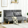 Bäddsoffa 2-sits med Kuddar Sammet Grå 130 x 78 x 79 cm