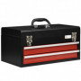 Verktygslåda 2 Lådor Låsbar Metall 46 x 24 x 22 cm Svart - Röd