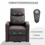 Massagefåtölj med Lyfthjälp 2 Fjärrkontroller Brun Läder