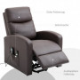 Massagefåtölj med Lyfthjälp 2 Fjärrkontroller Brun Läder