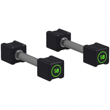 Hantelset 2×10 kg – fyrkantiga plastbelagda hantlar, rullar ej, räf...