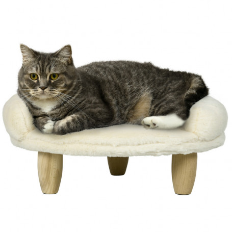 Kattsäng med Ben Tvättbar 47 x 40 x 20 cm Krämvit