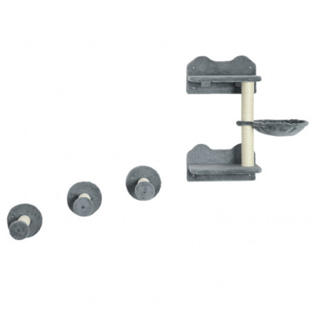 Klättervägg - Klösträd med Hängmatta Grå Krämvit