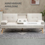 3-sits Bäddsoffa Fällbart Ryggstöd med Fällbord Linnemönstrad Beige