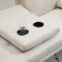 3-sits Bäddsoffa Fällbart Ryggstöd med Fällbord Linnemönstrad Beige