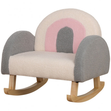 Gungstol för Barn Teddy Fleece grå+rosa+Vit