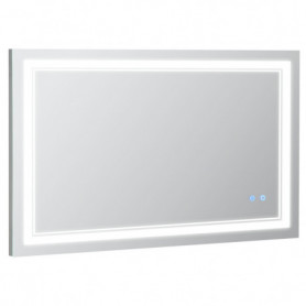 Badrumsspegel med LED-Belysning 100 x 60 cm Silver