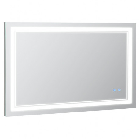 Badrumsspegel med LED-Belysning 100 x 60 cm Silver