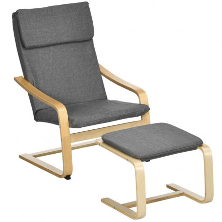 Relax Fåtölj med Pall Vista Mörkgrå 120 kg