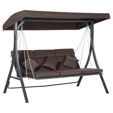Hammock Gunga 3-sits med Fotstöd, Brun, 270 kg
