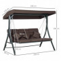 Hammock Gunga 3-sits med Fotstöd, Brun, 270 kg