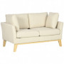 Soffa 2-sits Scandinavian Design Träram Beige 137 x 78 x 78 cm