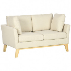 Soffa 2-sits Scandinavian Design Träram Beige 137 x 78 x 78 cm