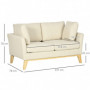 Soffa 2-sits Scandinavian Design Träram Beige 137 x 78 x 78 cm