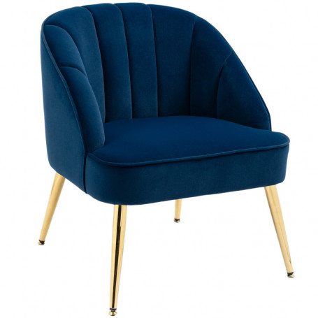 Fåtölj i Retrodesign Sammet Blå Guld